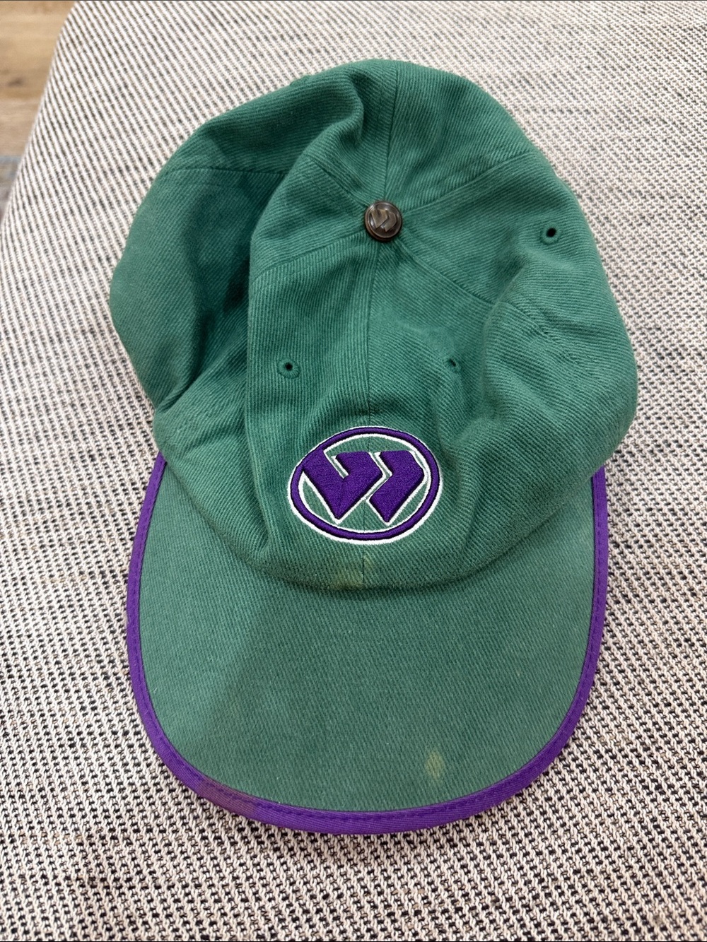 Wimbledon Green Baseball Cap with Purple Trim and Logo